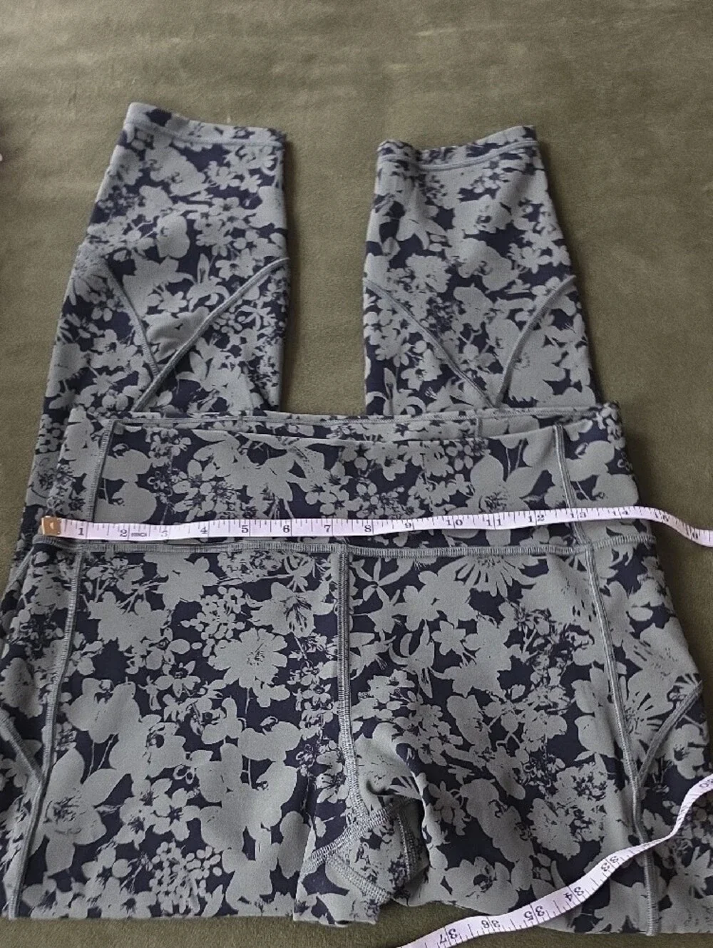 lululemon athletica Light Green And Black Floral High-Rise Leggings